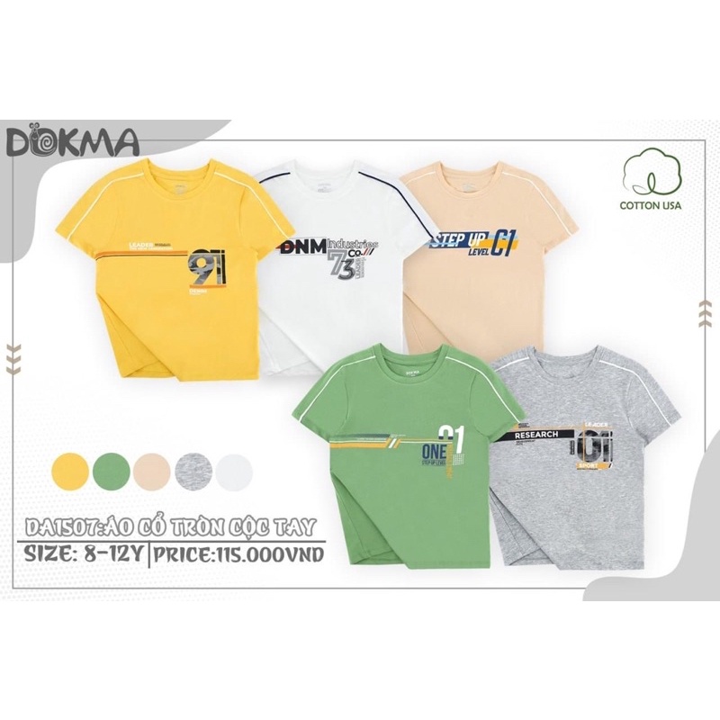 Áo Cotton Dokma Bé Trai 8-12y mẫu mới 2023