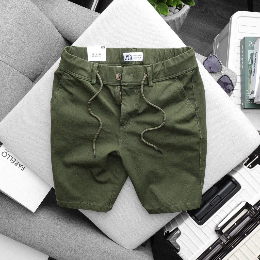 Quần short Kaki Co Giãn ZR Lưng thun Khoá Kéo Bền màu Không xù lông
