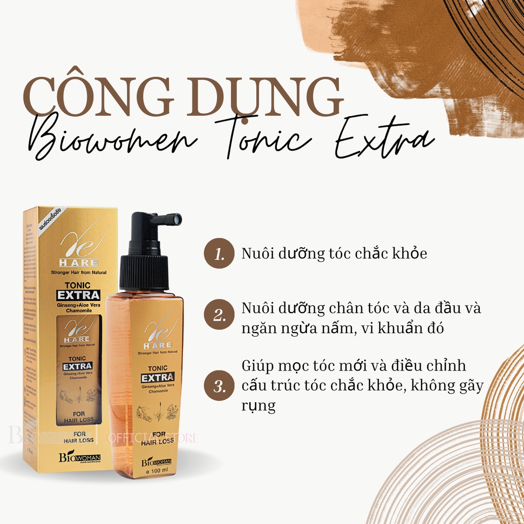 Tonic tóc Biowoman Extra chiết xuất nhân sâm giúp giữ nếp và kích thích mọc tóc 100ml