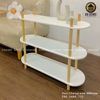 Kệ bày trí phong cách Bắc Âu oval 3 tầng ngang 80cm