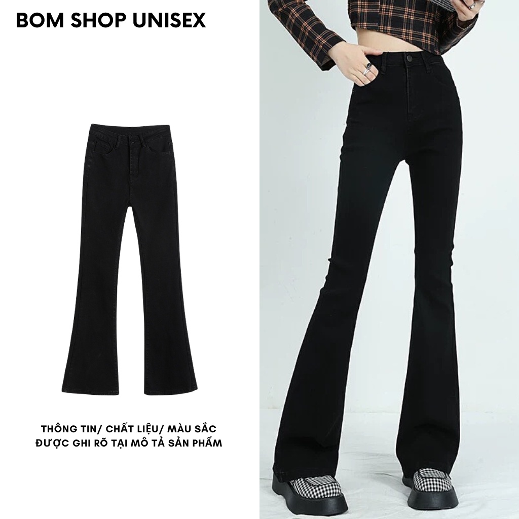 Quần Jean Nữ Ống Loe Cạp Cao Ulzzang Unisex Bomshopunisex