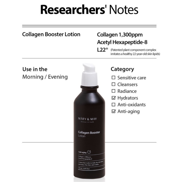 Sữa Dưỡng Ẩm Trẻ Hóa Da Mary & May Collagen Booster Lotion 120ml Marynmay Mary&May