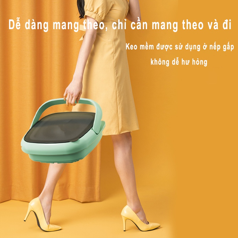 Máy Giặt Mini Cho Bé Máy Giặt Đồ Mini Gấp Gọn Di Động Vắt Khô Khử Khuẩn Bằng Ánh Sáng Xanh Đèn