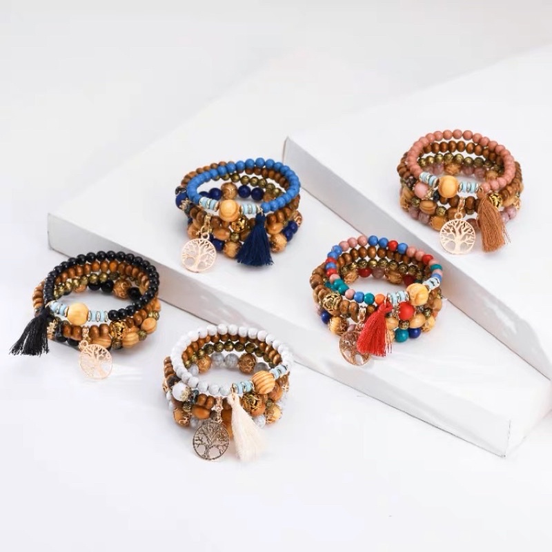 Set 4 vòng tay gỗ phong cách bohemian - Khanturban.vn