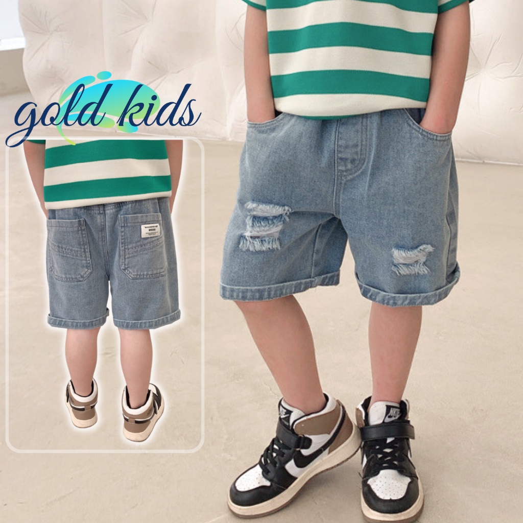 Quần Short Jean Bò Bé Trai Goldkids312 Quần Đùi Trẻ Em Mềm Mại Phong Cách