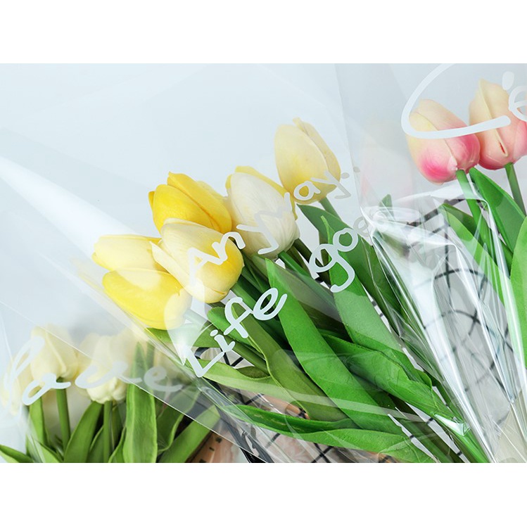 Túi bóng kính bó hoa ❤️in chữ❤️ phong  cách Hàn Quốc 5-7 bông 45*27 cm