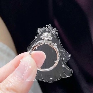 Xiaohongshu Nhẫn Hoa Hồng Kiểu Công Chúa ins Pháo Hoa Hồng Cho Nữ Dòng holding diamo