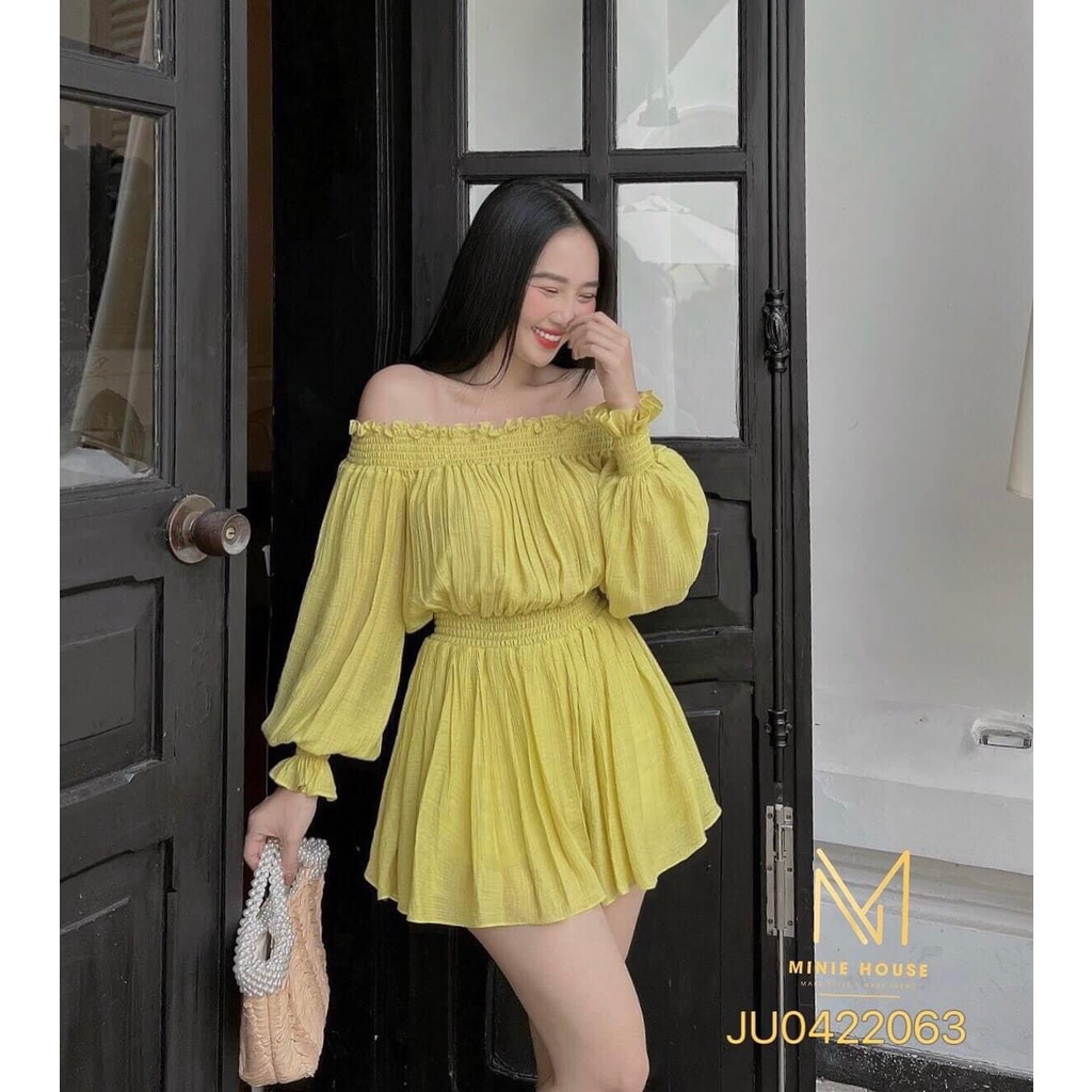 Jum nữ đi chơi tiệc dễ thương với thiết kế trễ vai tay dài t xinh xắn, jum nữ ngắn giả váy cá tính