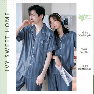 Đồ Ngủ Satin Lụa Cao Cấp 💫 Đồ Đôi Lụa Gấm Mặc Nhà Nam Nữ 💫 IVY600