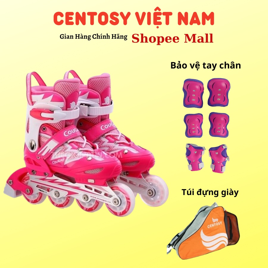 [Tặng Bảo Hộ Tay Chân] Giày Patin Trẻ Em Centosy - Cougar 835L Có Nút Chỉnh Size Cao Cấp,Có Phanh Hỗ Trợ Tập