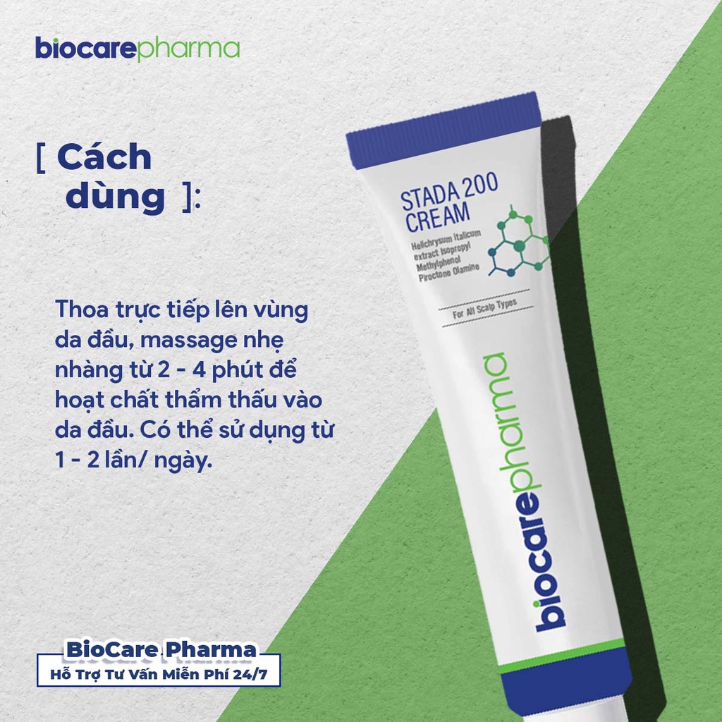 Kem hỗ trợ loại bỏ nấm da đầu - bong tróc vảy trắng | Stada 200 cream | 30gr | Biocarepharma.