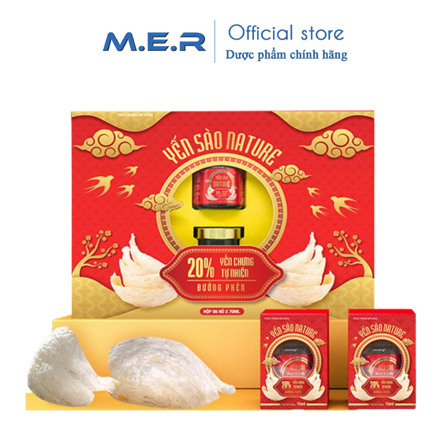 Yến Sào Nature Cao Cấp - Yến Chưng Đường Phèn Cao Cấp Hộp 6 hủ