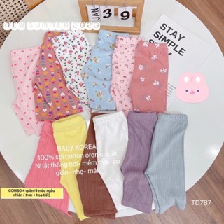 Set 4 quần legging lửng dư hãng Hàn Quốc cho bé gái từ 9 tháng đến 3 tuổi