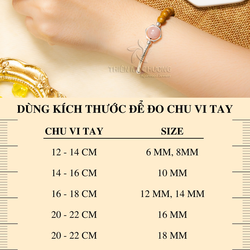 Vòng tay trầm hương tự nhiên mix charm bạc 925 cao cấp - Thiên Mộc Hương - Trầm Tốc Việt Nam - Đá Thạch Anh