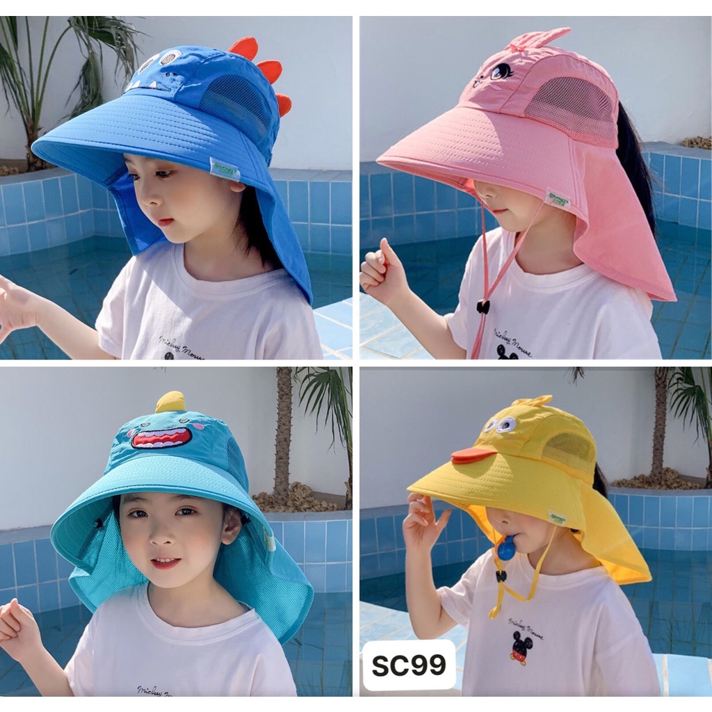 Mũ, nón chống nắng, chống UV có lưới thoáng mát kèm còi đi biển cho bé trai - bé gái SC99