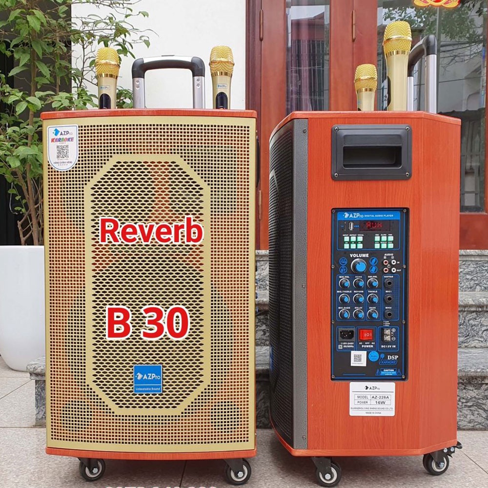 Loa Kéo Karaoke Công Suất Lớn 950W | Loa Kéo Giá Rẻ Azpro AZ-228A Bas30 | Loa Kéo Bluetooth Tặng 2 Mic không dây