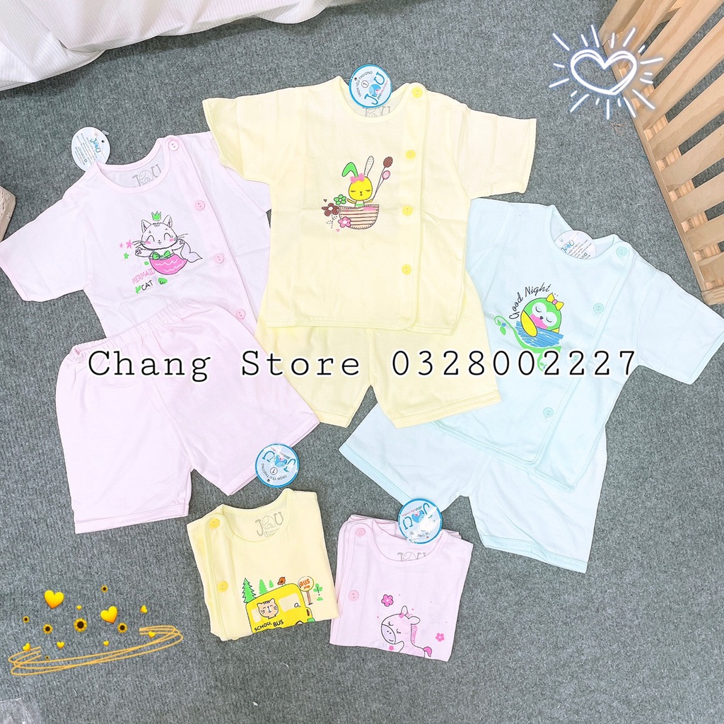 Bộ Tay Ngắn Jou Màu Cho Bé Sơ Sinh . Cotton 100%
