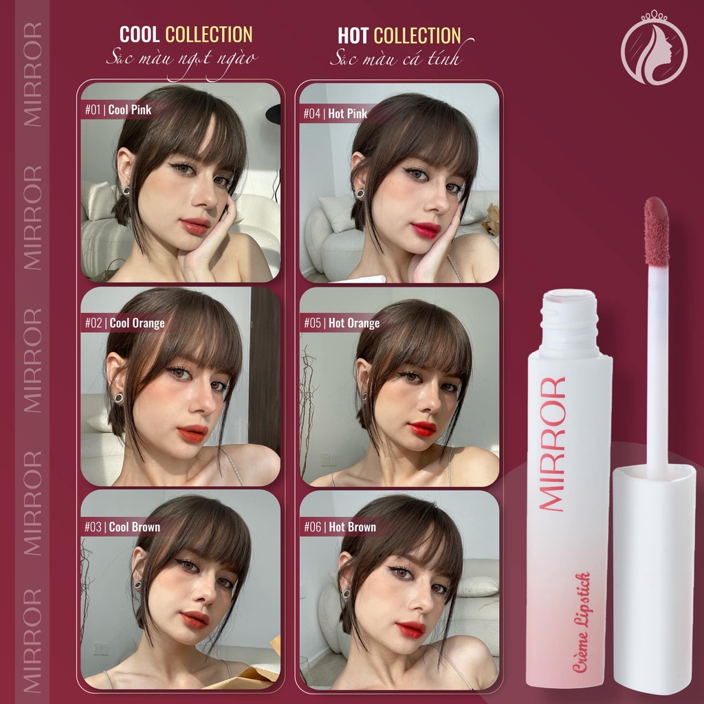 Son kem lì MIRROR Crème Lipstick 2g - Son môi lì, mềm mịn, lâu trôi, không chì, chính hãng