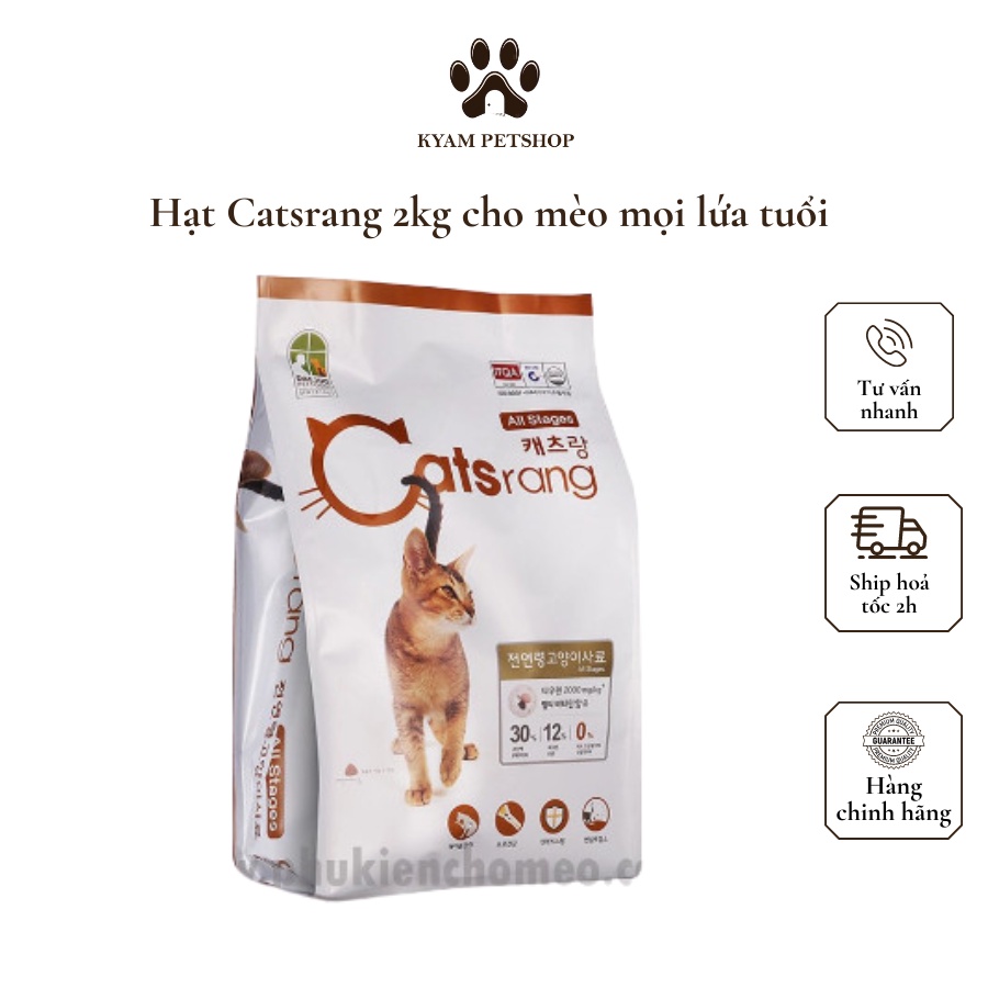Thức ăn hạt cho mèo mọi lứa tuổi Catsrang  Hàn Quốc 2kg  - Bao bì mới