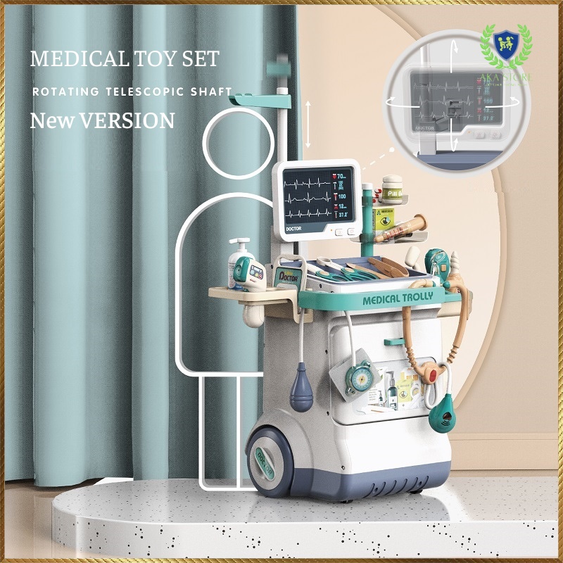 Đồ chơi bác sĩ cao cấp có xe đẩy, bộ đồ chơi bác sĩ cho bé gái bé trai làm từ nhựa nguyên sinh ABS cao cấp