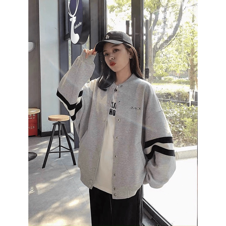 SIÊU SALE ÁO KHOÁC NÚT THIẾT KẾ ÁO CỔ , PHỐI TAY SỌC XINH XẮN (HÀNG MỚI)