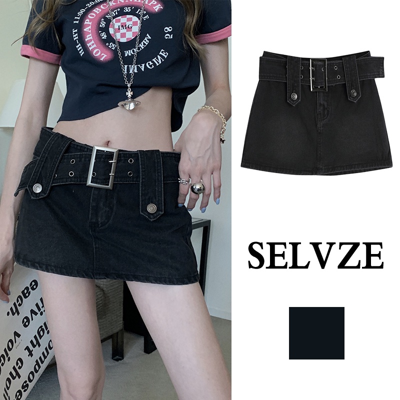 SELVZE Chân Váy jeans Chữ A Thời Trang Quyến Rũ Cho Nữ