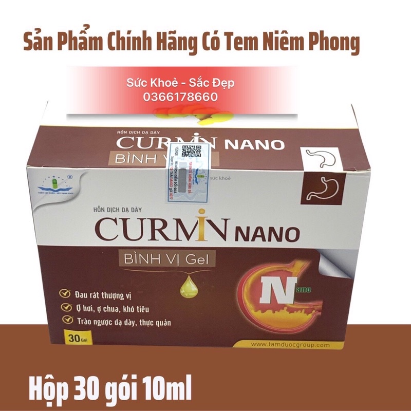 CURMIN NANO Bình Vị Gel Giảm Ợ Chua, Đau Rát Thượng Vị, Trào Ngược Dạ Dày - Hộp 30 gói