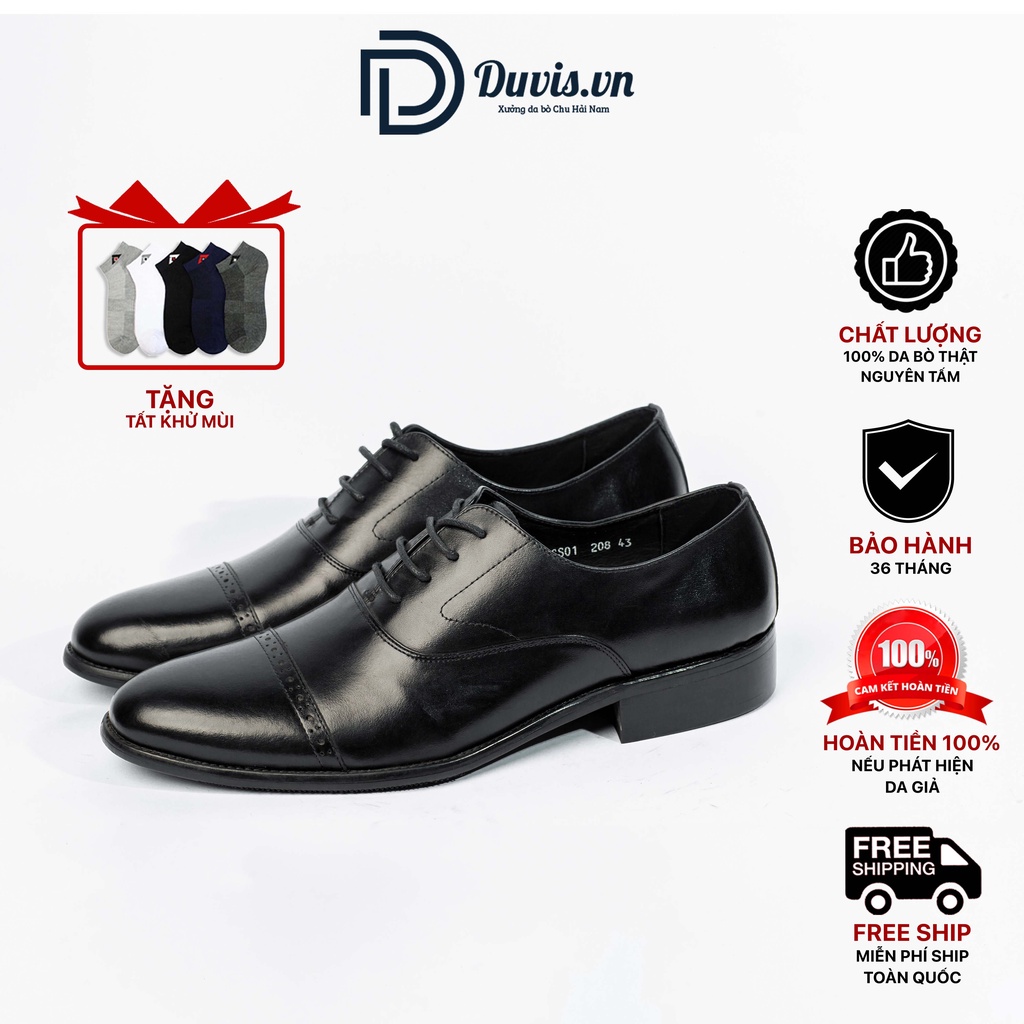 Giày Tây Nam Da Bò Nappa Duvis CX38 Màu Đen, Nâu.