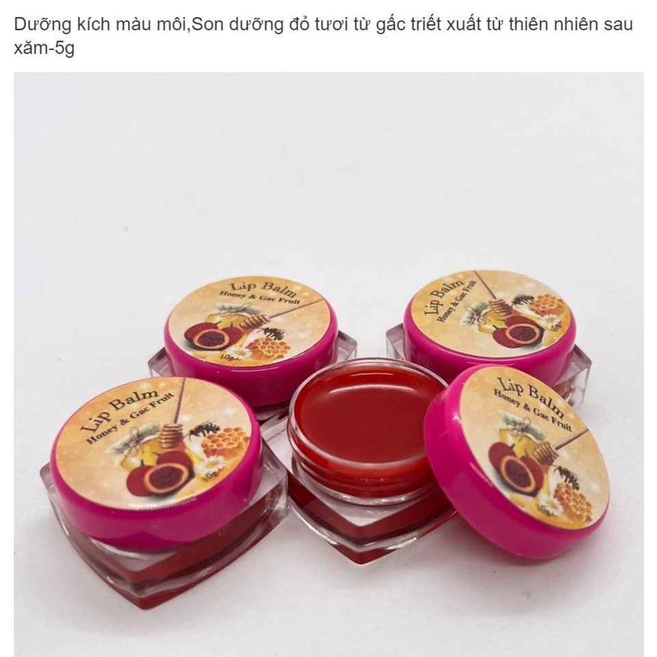 Dưỡng kích màu môi  Son dưỡng đỏ tươi từ gấc triết xuất từ thiên nhiên sau xăm-5g