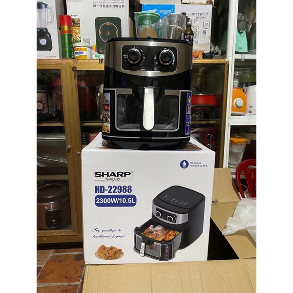 Nồi chiên Không dầu Sharp Dung tích 10,5L Siêu LỚN chiên nhanh, Mặt kính dễ quan sát, Xuất xứ Thái Lan,Nấu nhanh,Dễ dùng
