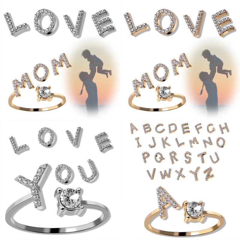 Nhẫn Mạ Bạc 925 Khắc Chữ I Love You Đính Đá Zircon Hàn Quốc Thời Trang Cho Nữ