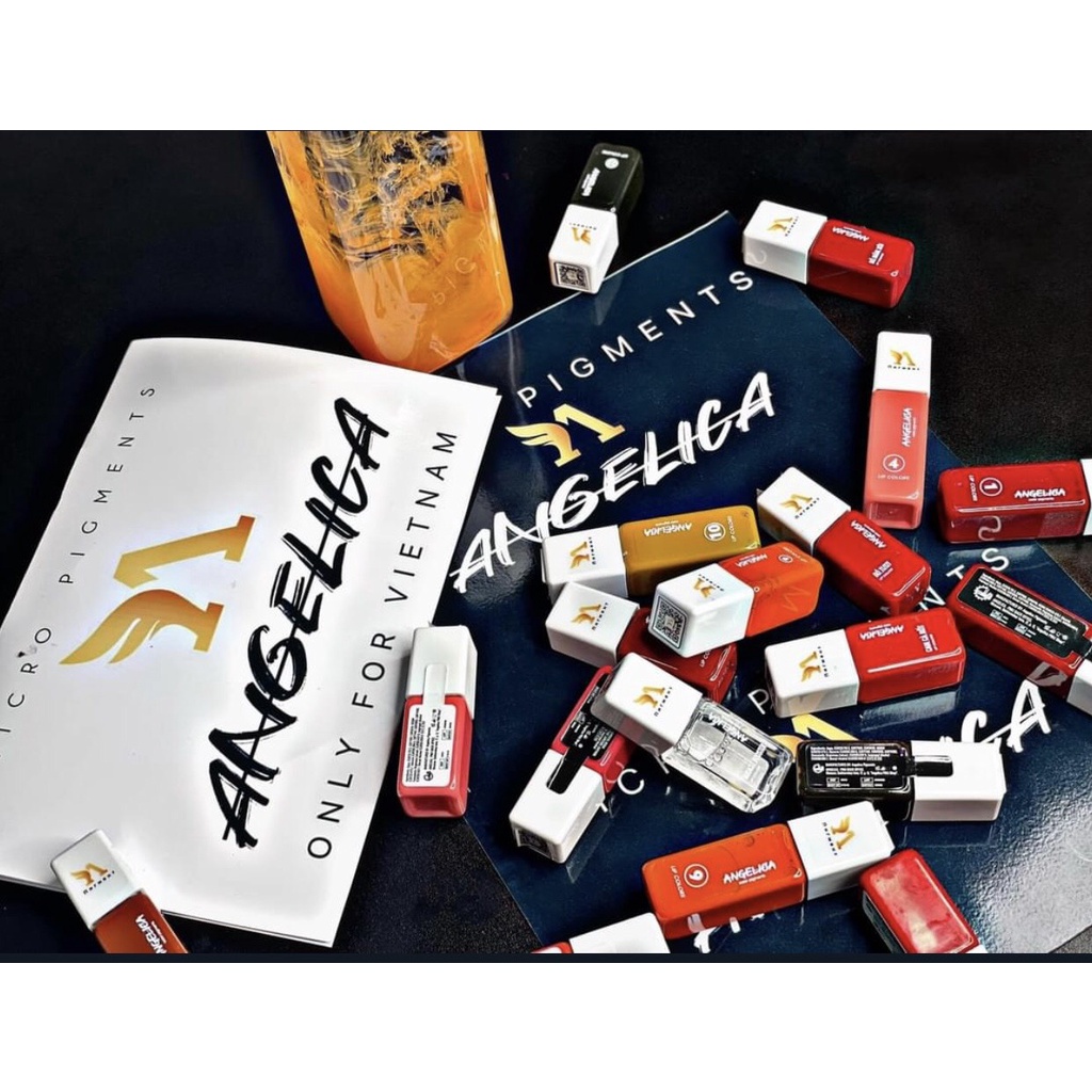 📛 Mực môi Angelica tem đen 15ML Bám màu siêu tốt, bong ra ổn định màu| HÀ THÀNH