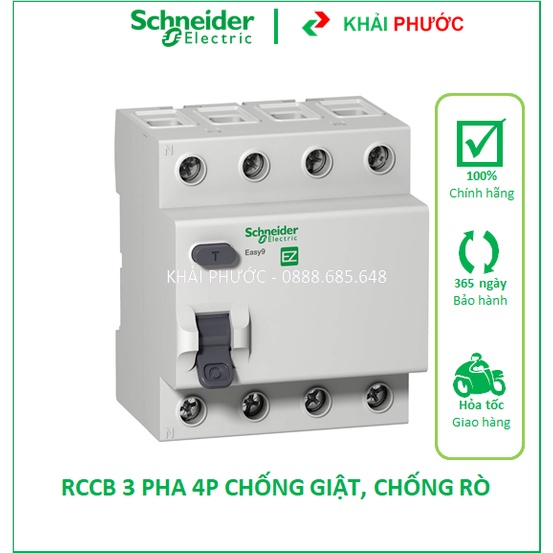 RCCB 4P 40A 63A 300mA Cầu dao chống rò chống giật Áp tô mát chống giật 3 PHA 4 cực chống rò  SCHNEID