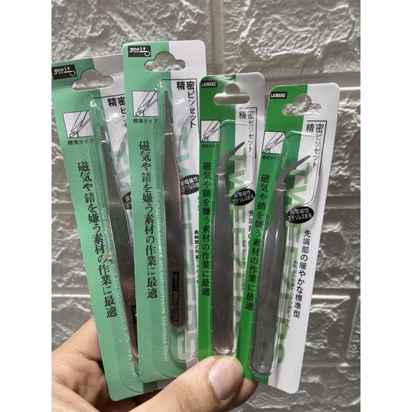 Nhíp thẳng gắp đá As đính móng nối mi có vỏ bọc