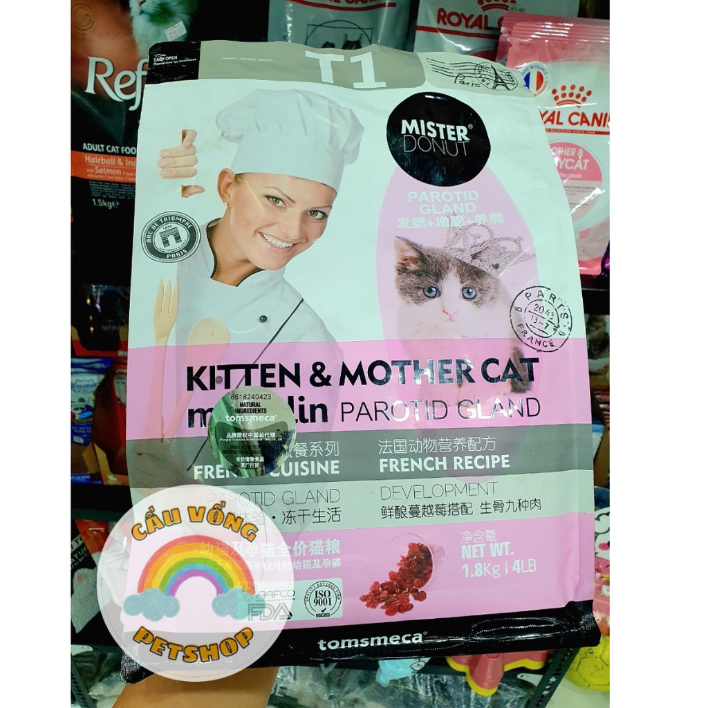 Hạt Mix Topping Cao Cấp MISTER DONUT T1 / T2 cho mèo con và mèo lớn - Chiết 500g / Chiết 1 kg / 1.8kg