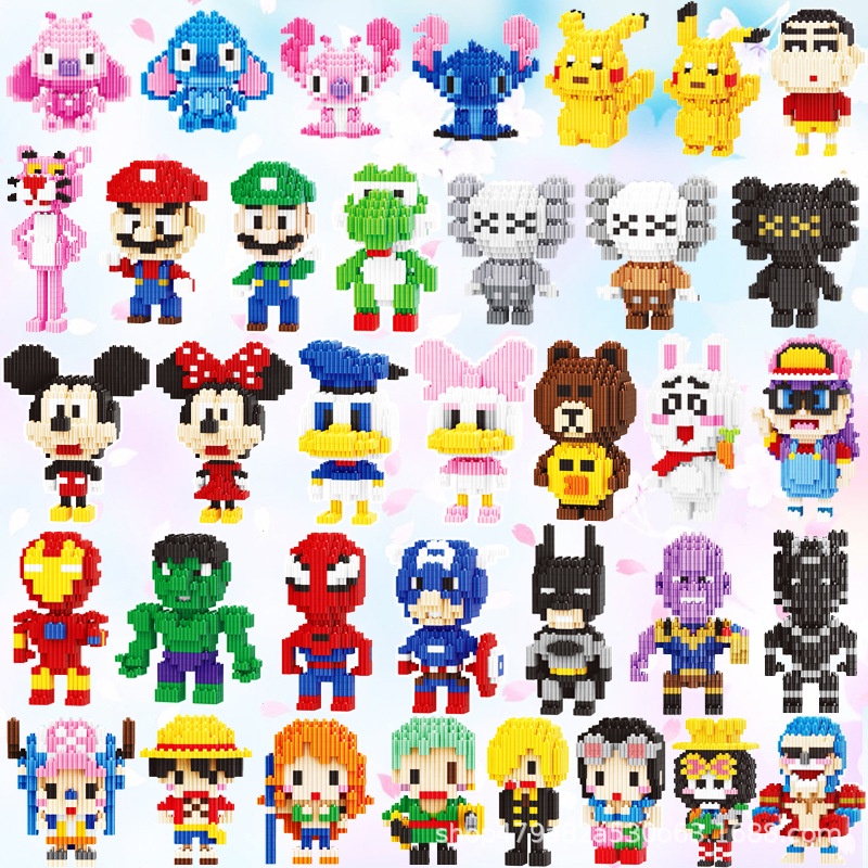 Mô hình lắp ráp bearbrick gấu dâu kiếm phi hành gia có đèn led bộ logo xếp hình mini 3d cho bé trẻ em Gôn đồ chơi