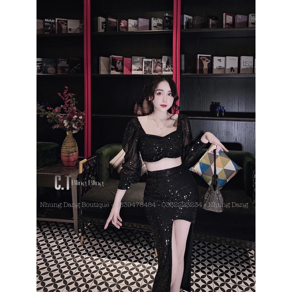 Sét đầm kim sa bling sẻ đùi.Váy bling sẻ đùi đi tiệc.