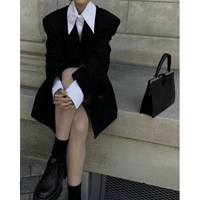𝐃𝐦𝐚𝐧𝐡 - A1 áo sơ mi trắng CỔ DÀI form rộng oversize basic chất xịn unisex