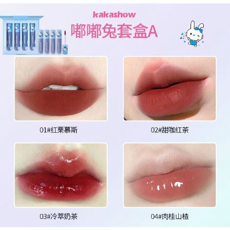 Set 4 son Kakashow mềm mịn căng mọng môi Cao Cấp Chính Hãng nội địa Trung