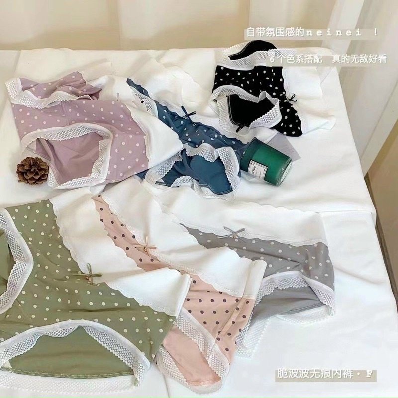 Set 5 quần lót lụa chấm bi cạp cao mặc cực sang chảnh