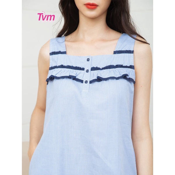 Đầm nữ sát nách DA066 Tvm Luxury Homewear, chất liệu kate cotton