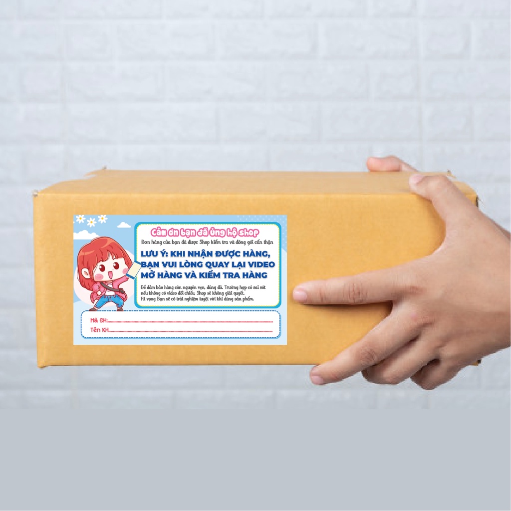 Combo 100 Tem dán quay clip trước khi mở hàng - Kích thước 9x5 - Có keo mặt sau