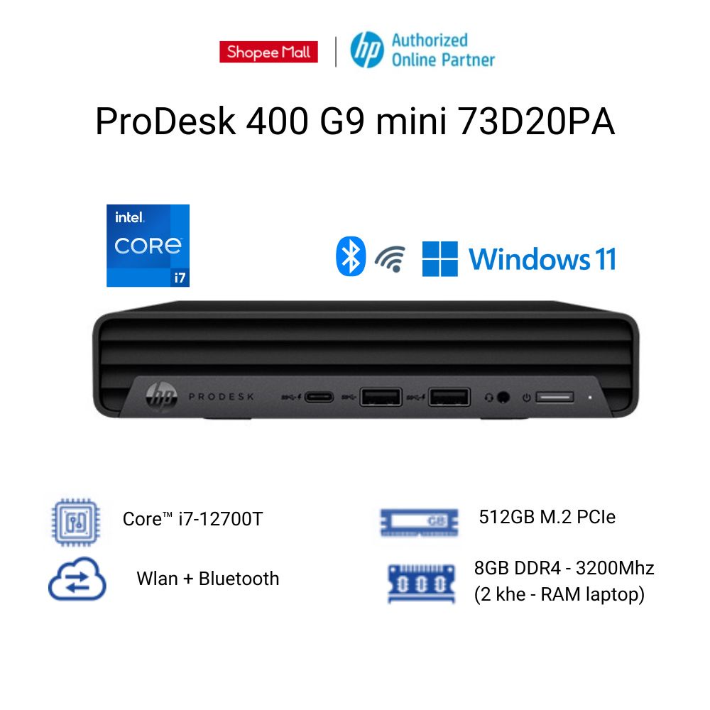 [Mã ELHP3TR giảm 12% đơn 500K] Máy tính để bàn đồng bộ HP Pro Mini 400 G9 (Model 2023 - Chip intel Gen12) Chính hãng