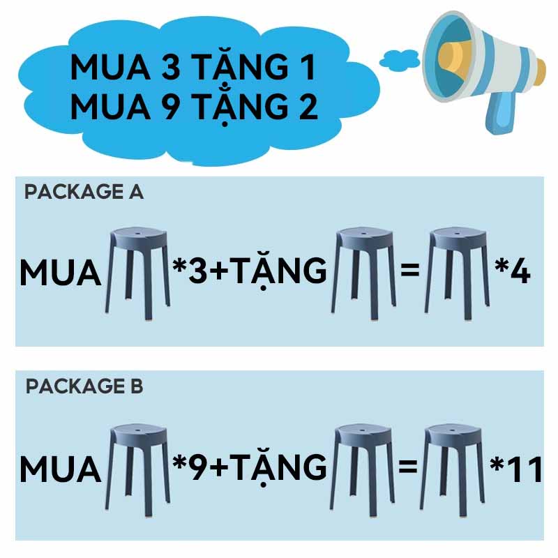 Mua 3 tặng 1 ghế nhựa ghế rẻ Đôn Nhựa Đúc Nguyên Khối Xếp Chồng Gọn Gàng Nhiều Màu Ngồi Quán Cafe | BigBuy360 - bigbuy360.vn