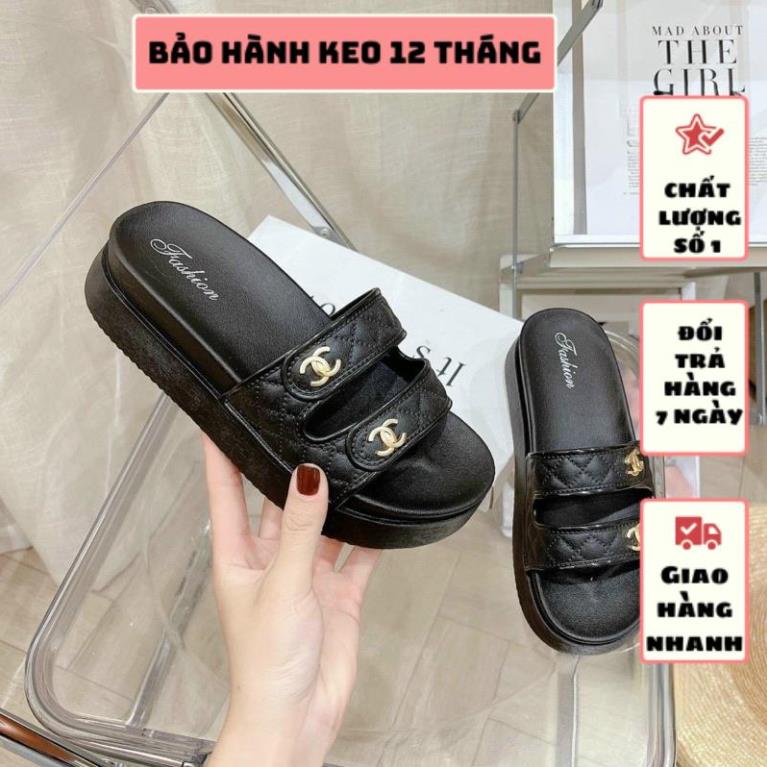 DÉP BẢNG 2 QUAI PHỐI KHOÁ C H A N E L ĐẾ CAO SU ĐÚC CAO 4 PHÂN
