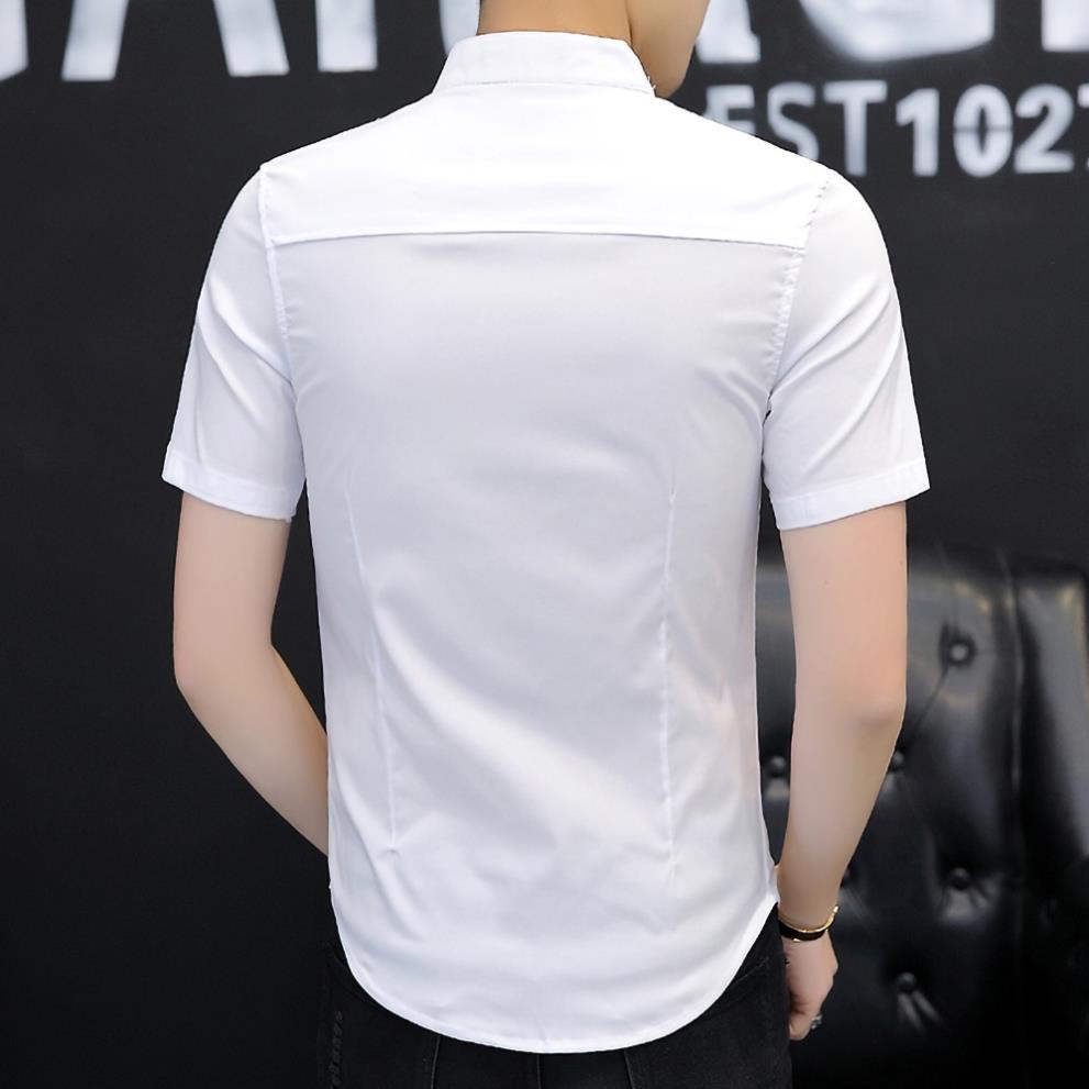 h Áo sơ mi nam, Áo sơ mi cộc tay cổ đứng,  phong cách trẻ trung năng động, lịch lãm N20 . | BigBuy360 - bigbuy360.vn