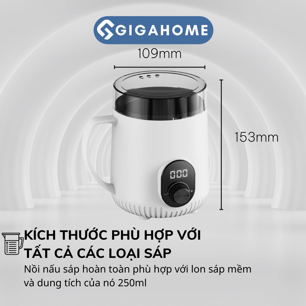 Nồi Nấu Sáp Wax Lông Mini Chống Dính Cảm Ứng Nhiệt Dạng Cốc Tặng Chén Silicone GIGAHOME 1091