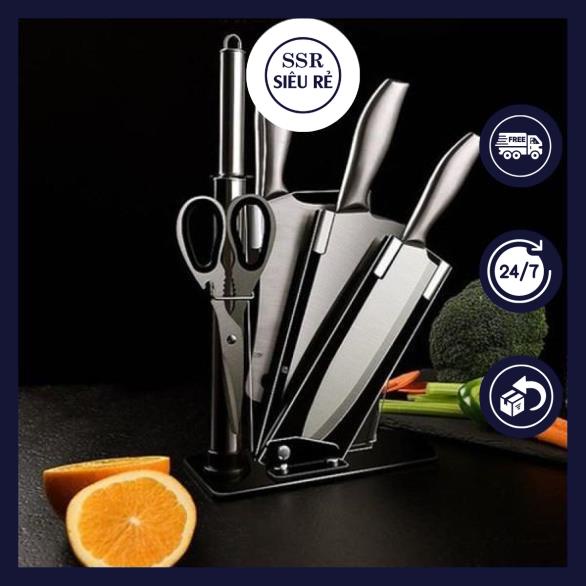 Bộ Dao Nhà Bếp Cao Cấp Nhật Bản 5 Món Kèm Giá Đựng Dao  (TKS118165)