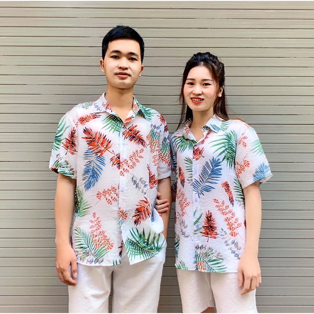 ÁO SƠ MI HOA LÁ QUẢ ĐI BIỂN, ĐI DU LỊCH CHO NAM VÀ NỮ, CHẤT ĐŨI MÁT ĐẸP, RẺ NHẤT 2023