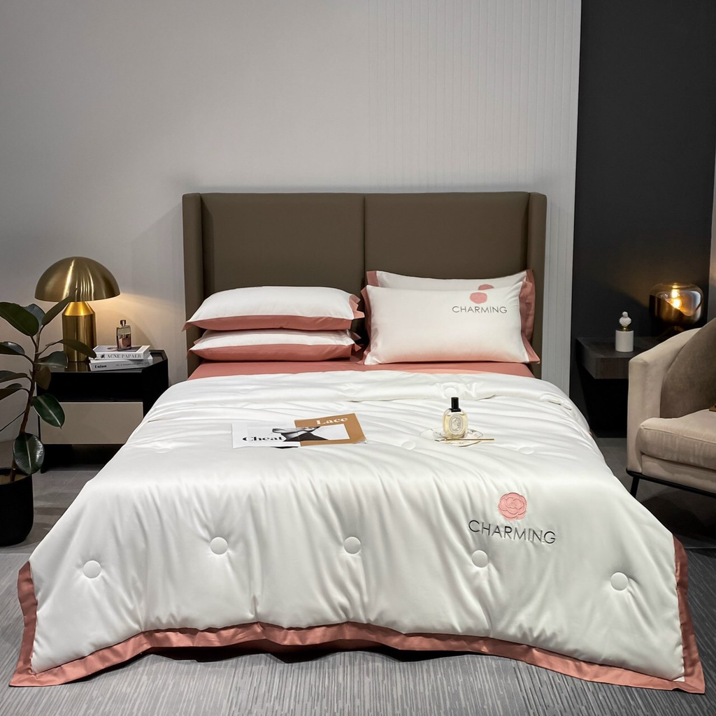 Bộ chăn ga gối chần bông phi lụa Charming MD.Decor - Bedding nhập khẩu cao cấp êm mềm nhiều kích thước M6/M8